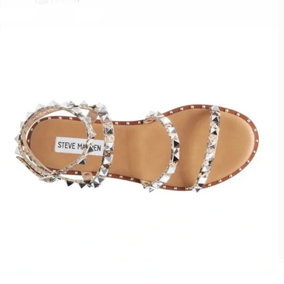 Steve Madden || "Lucite" Travel Strappy Studded Flat Sandals - Picture 2 of 6